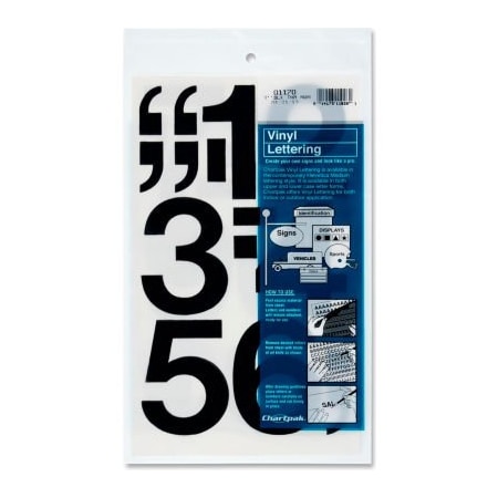 Chartpak Chartpak Vinyl Numbers, 3"H, 16/ST, Black 1170
